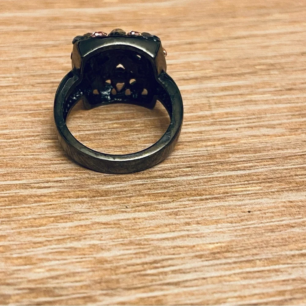 Fashion Cocktail Ring Pink Purple and Green Multicolor Rhinestone Square Size 9